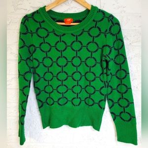 Rope Pattern Green & Navy Sweater